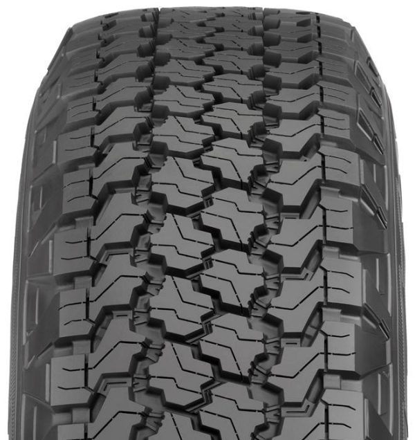 Wrangler AT/SA+, 225/75 R16 104T označení pneumatik EU – hodnocení přilnavosti za mokra: E, hodnocení spotřeby paliva: F, hodnocení hluku: 71 dB